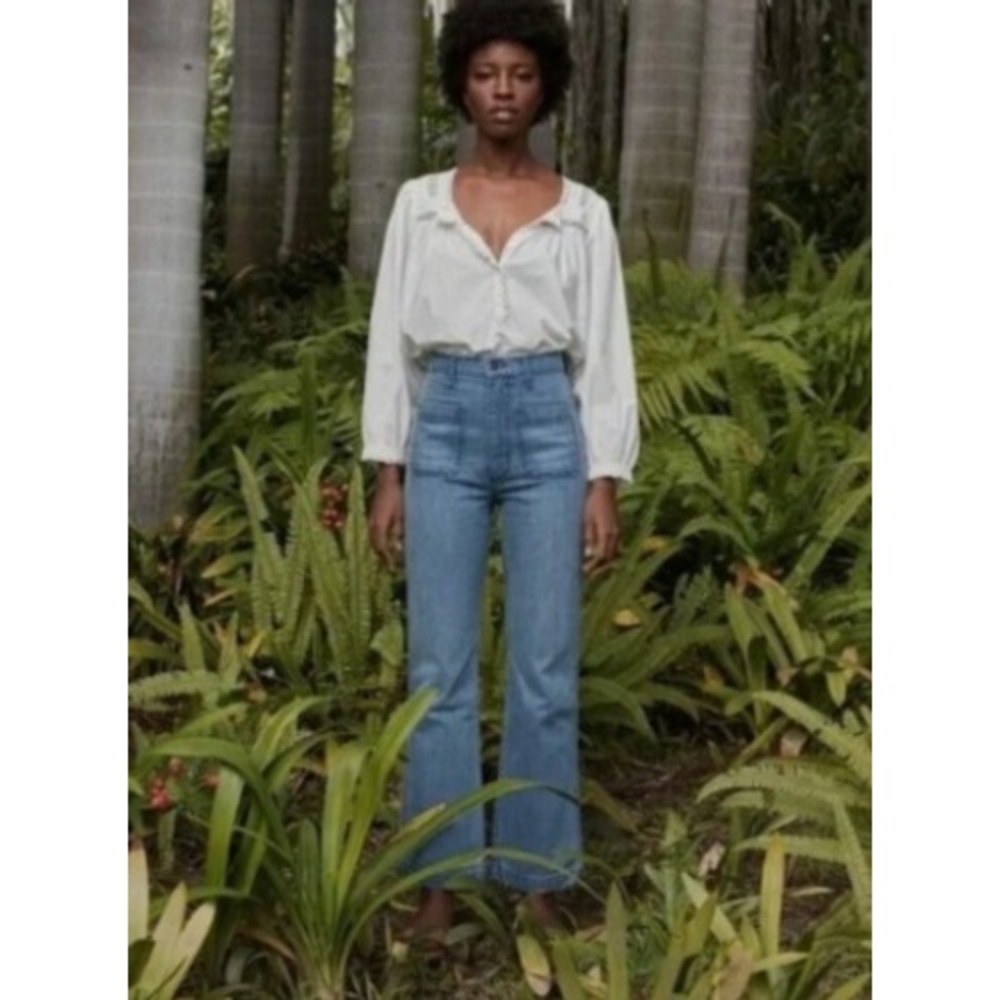 DOEN Maritime Jean Patch Pocket Jeans Size 28 in Menton Wash Blue Made in USA - Picture 15 of 15
